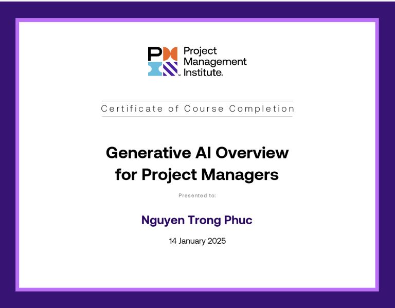 Generative AI Overview for Project Managers khóa học miễn phí của PMI