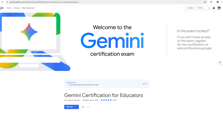Hướng dẫn thi chứng chỉ Gemini Certified Educator miễn phí của Google về AI dành cho thầy cô giáo và các bạn quan tâm